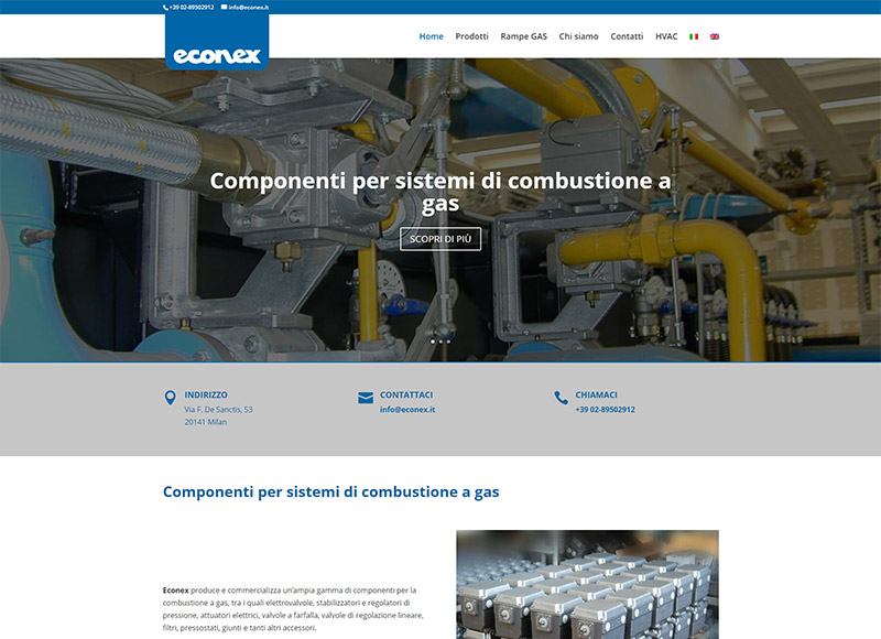 Realizzazione sito web per azienda specializzata in componenti per sistemi di combustione a gas