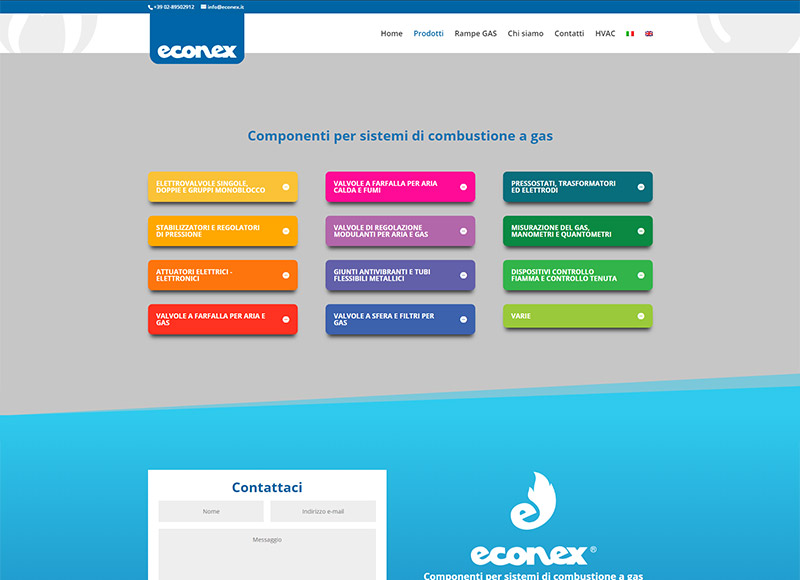 Realizzazione sito web per azienda specializzata in componenti per sistemi di combustione a gas
