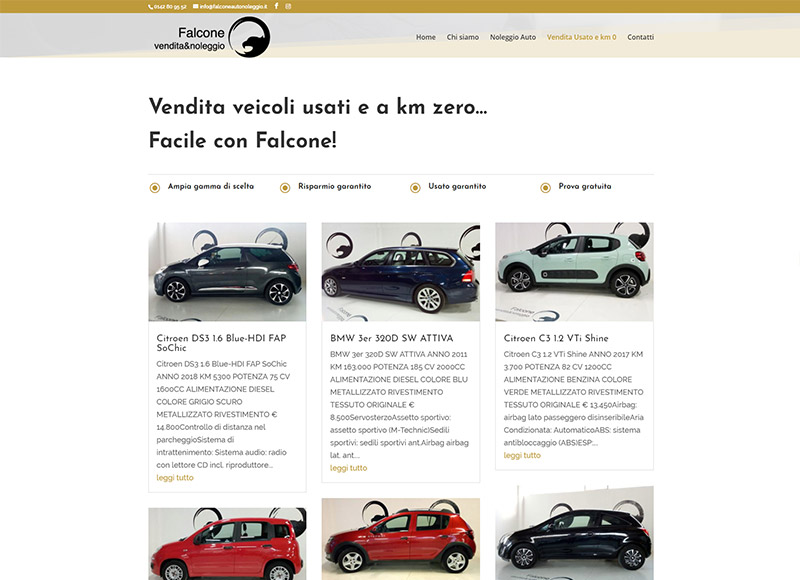 Realizzazione sito web per fornitore di noleggio e vendita auto usate
