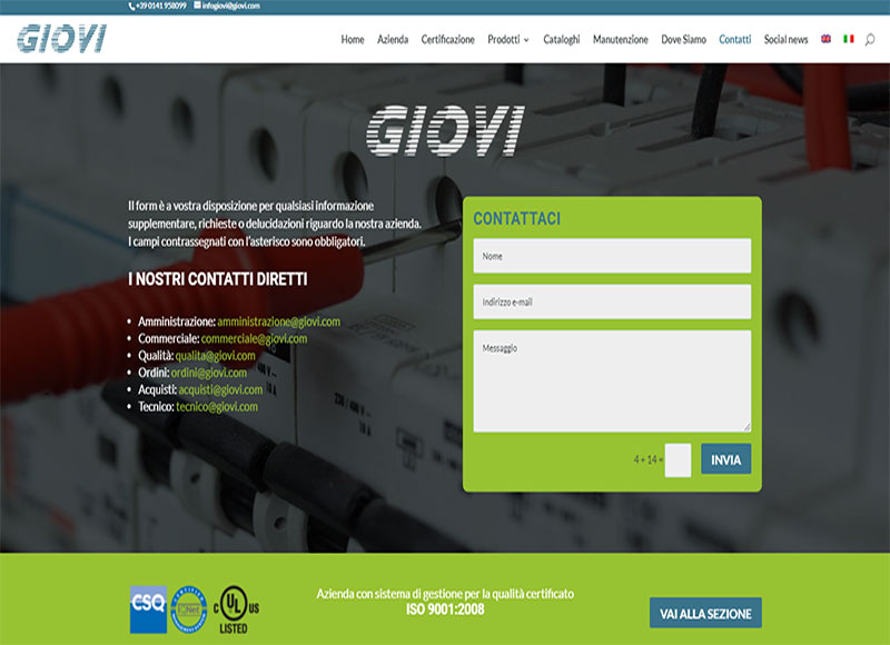 realizzazione sito web per l'azienda di costruzioni elettriche ed elettromeccaniche