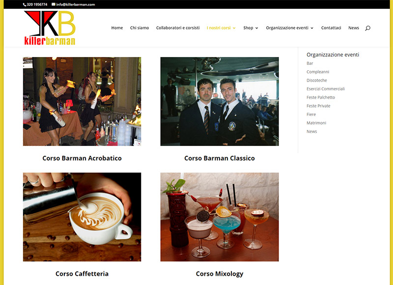 realizzazione sito web per azienda che organizza corsi di barman