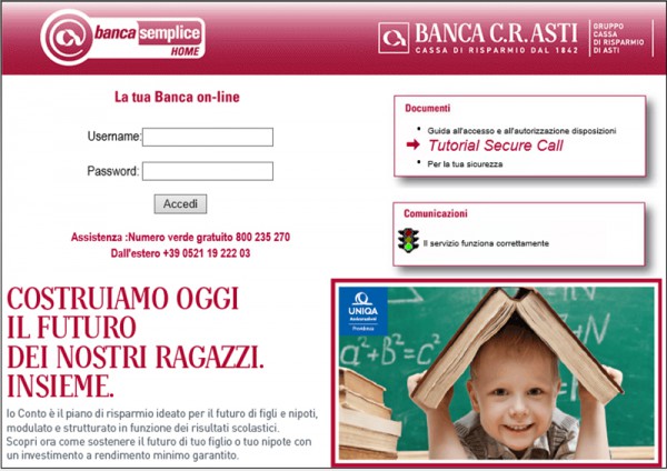 realizzazione sito web per banca